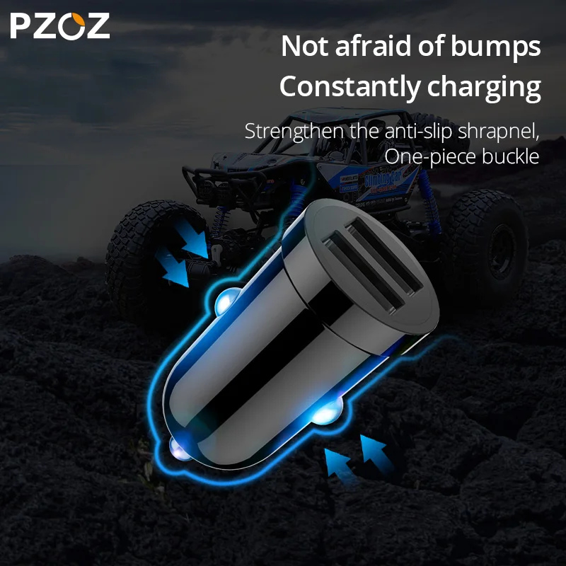 PZOZ Mini Автомобильное зарядное устройство Dual USB 3.1A Зарядка для мобильного телефона Планшетный GPS Универсальный адаптер для быстрой автомобильной зарядки Автомобильное зарядное устройство 2 порта для iPhone LG
