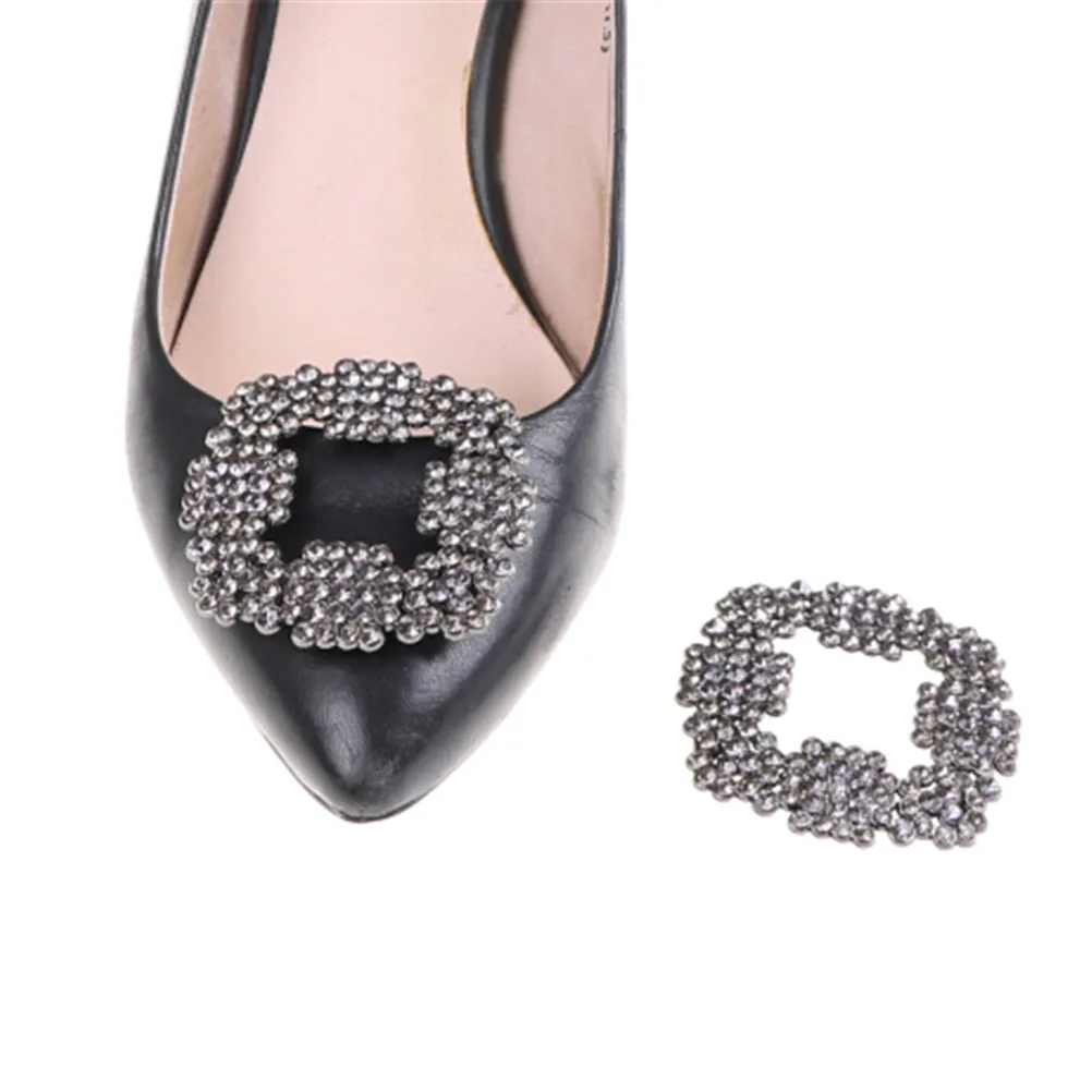 1 Piece Women Shoe Rhinestone Charm Metal Shoe Square Clamp Crystal Shoe Clip Decoration Bridal Shoes Rhinestone Accessories