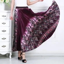 Женская плиссированная юбка, юбка средней длины для мамы, юбка средней длины с эластичной резинкой на талии, модная летняя юбка для танцев