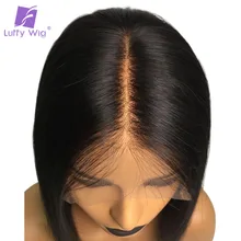 Luffy 13x6 Lace Front Human Hair Wigs Short Bob 150 PrePlucked Deep Part Frontal Peruvian Straight