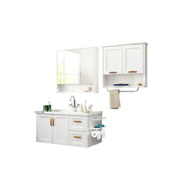 

814180 Wooden Toilet Mirror Cabinet Wall Cupboard Wall Cabinet Ceramic Washstand Sink Combination Bathroom Cabinet Vanity Combo