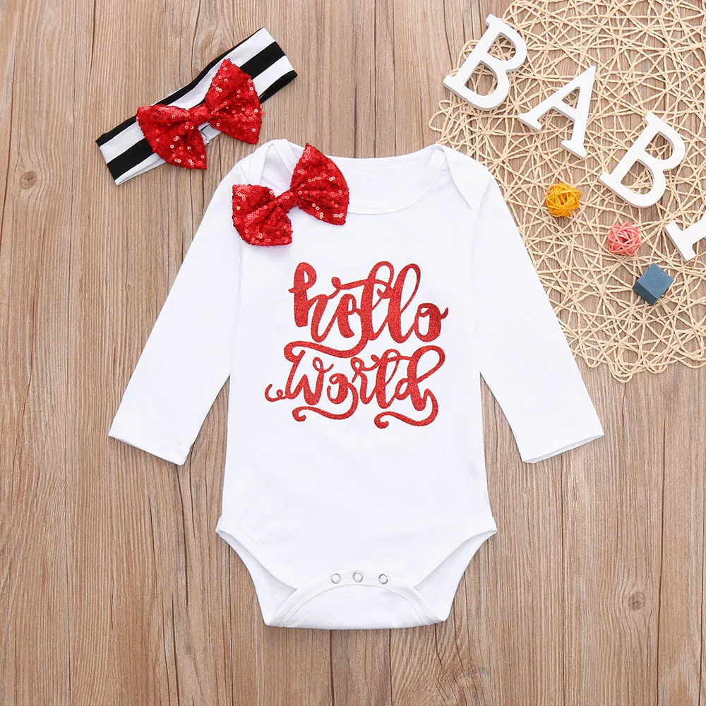 

Baby Clothes Set Newborn Baby Boys Letter Print Jumpsuit Romper+Headband Sets Outfit Kids Clothes Kids Top Shirts