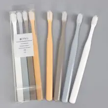 4 шт./компл. японский Семья головные уборы, маленькие размеры, Зубная щётка из мягкого нейлона и шифона со вставками в полоску, щетина однотонные Цвет ручка Уход за полостью рта для чистки Портативный в случайном порядке