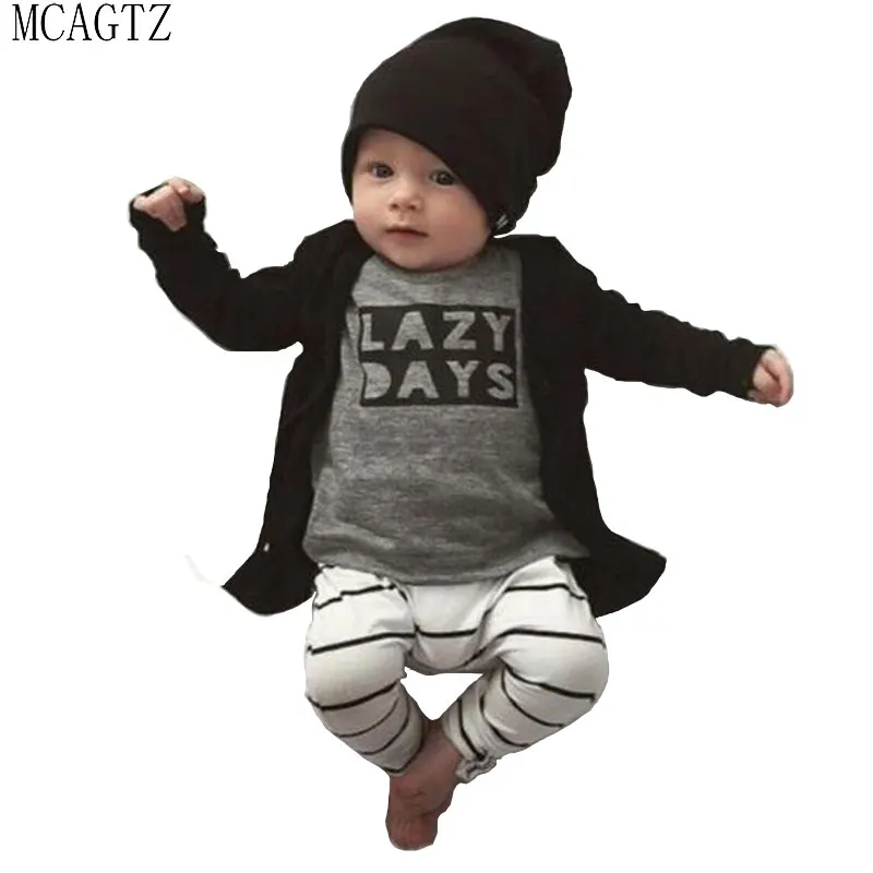 

TT boutique 2016 Spring Baby Baby Boys Clothing Sets Cotton Long-sleeved Letter T-shirt+Pants Newborn Baby Girls Clothing Sets