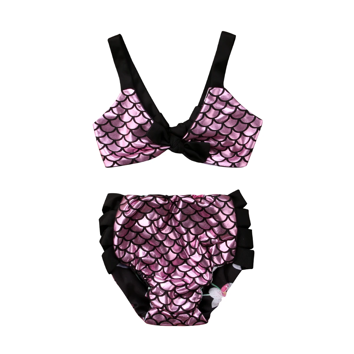 2 7Y Baby Girl Mermaid Floral Double sided 2Pcs Bikini Set Swimsuit Swimwear Cute Summer Two