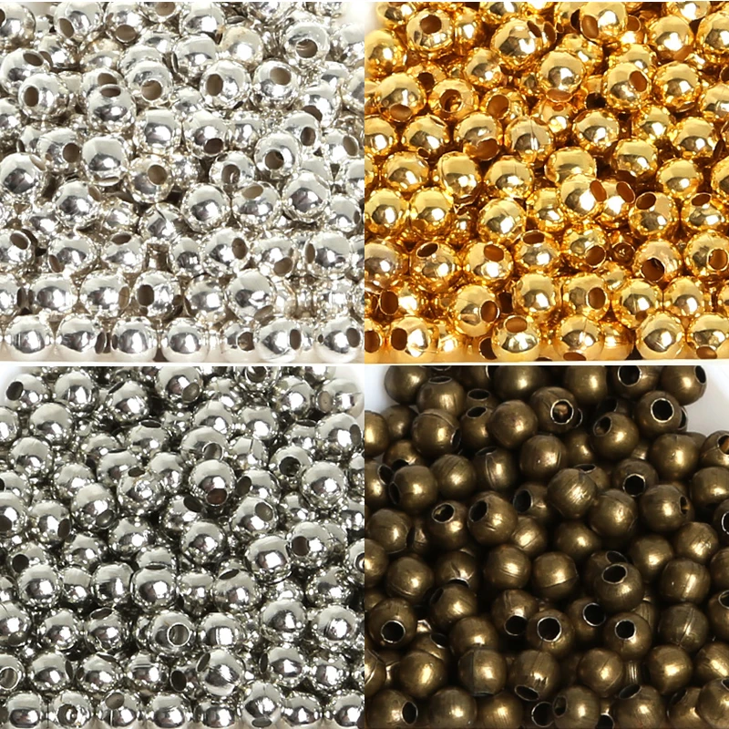 

Round 300-1000Pcs Metal 2.4mm 3.2mm 4mm Iron Gold/Silver/Bronze/Silver Tone Smooth Ball Spacer Beads For Jewelry Making DIY