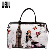 Impression Voyage Sac Femmes Sac À Main 2016 Nouveau PU Dames Bagages Étanche Femmes Voyage Sacs Grande Capacité Sac Pour Femme