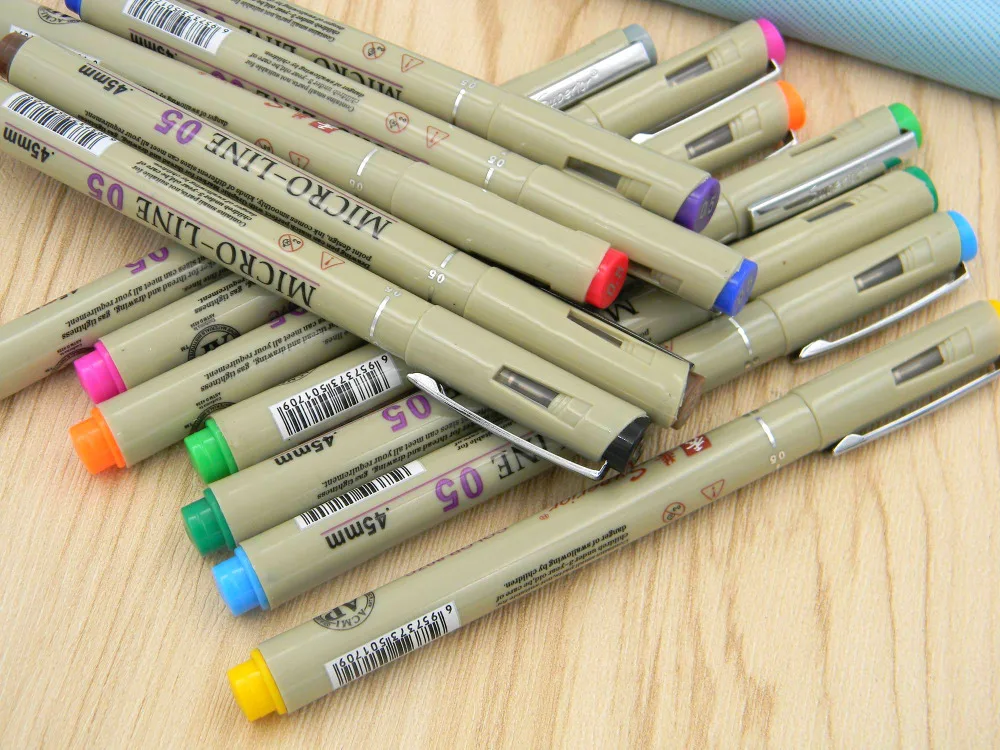 

12pc colors 0.5 Sketch Micro Fine Line Needle Pen for Cartoon Art Drawing