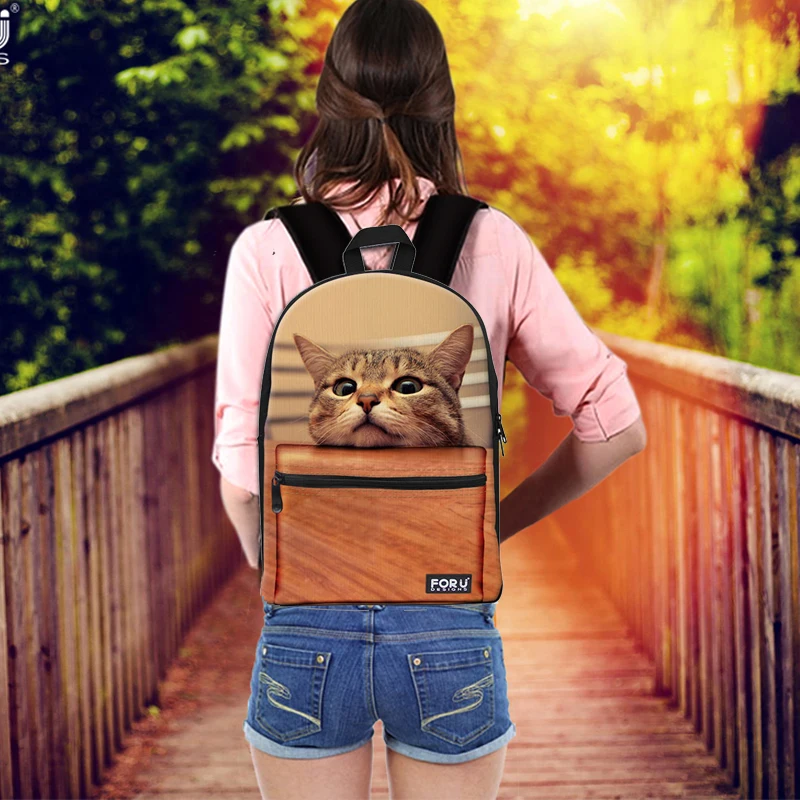 New Cute Animal Cat Backpack for Teenager Girls,Women School Harajuku Cat B...