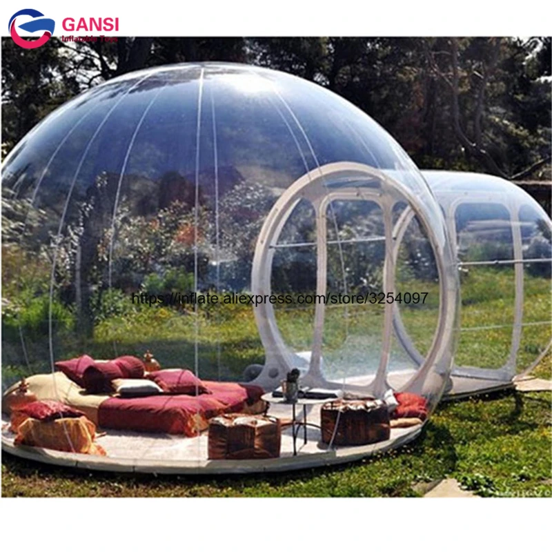 4m diameter single tunnel camping inflatable transparent tent portable garden ben tent famliy inflatable bubble tent for party 4M Diameter Single Tunnel Camping Inflatable Transparent Tent Portable Garden Ben Tent Famliy Inflatable Bubble Tent For Party