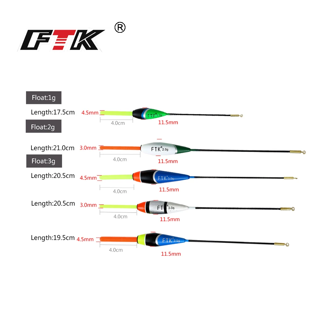 FTK 5 шт. 1 г, 2 г, 3 г Баргузинский пихта поплавок длина 17,5 см-21 см вертикальный буй поплавок, рыболовные снасти для ловли карпа