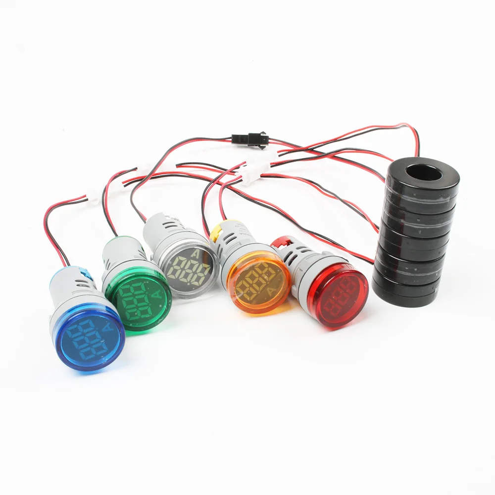 

22 MM Digital Display Current Lights Combo AC 0-100A Indicator Red Green White Blue Yellow Ammeter Tester Tools