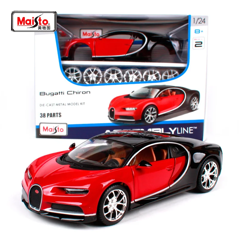 Goede Maisto 124 Bugatti Chiron Assemblagelijn DIY Diecast Model Auto Speelgoed Nieuw In Doos Gratis Verzending NIEUWE COLLECTIE 39514