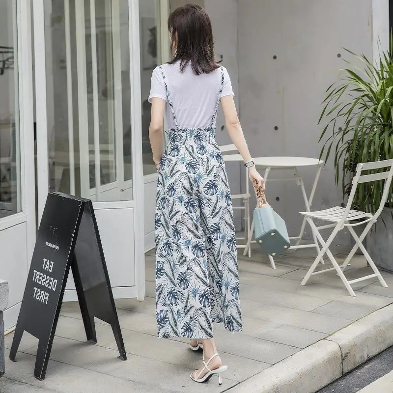 New Summer Wide-leg Pants Women Chiffon High Waist Casua Pants Printing Loose Straight Pants New Summer Wide-leg Pants Women Chiffon High Waist Casua Pants Printing Loose Straight Pants