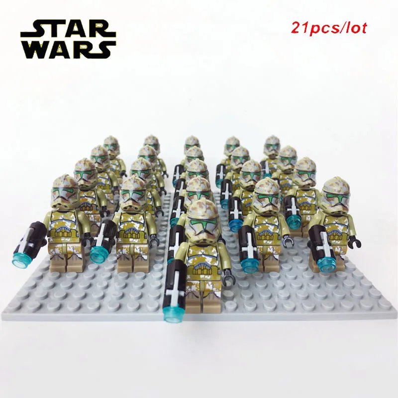 

NEW 21PCS/LOT STAR WARS Minifig Star Wars 41st Kashyyyk Clone Trooper soldat sw519 compatible legoe building block kids toys
