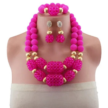

2018 Fashion African Bead Jewelry Sets Rose Classic Wedding Necklace Bracelet Nigeria Women Gold Dress Bridal Costume Jewelry
