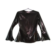 Латексные женские рубашки черный топ облегающие модные пальто размер XXS-XXL