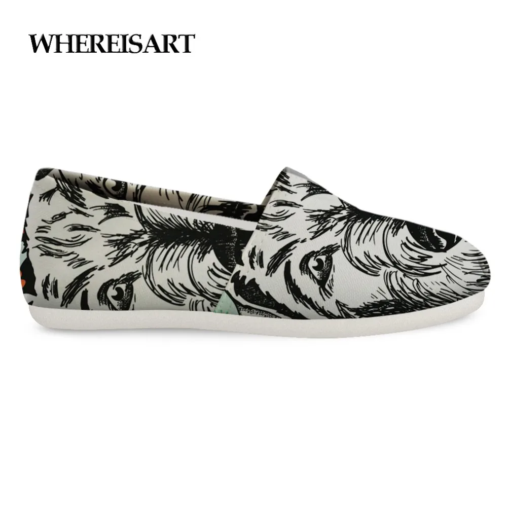 

WHEREISART Mens Printed Shoes 3D Dog Pattern Canvas Shoes Men Boston/Dachshund Flats Loafers Shoes Male Personalized Sneaker Man