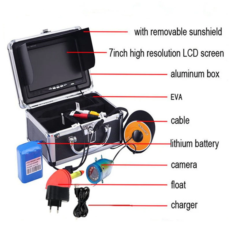 YUMEIQUN 7 дюймов 30 М Подводная рыболовная камера HD 1000TVL Fishfinder камера комплект записи DVR зимняя ледовая Рыбалка инфракрасная лампа