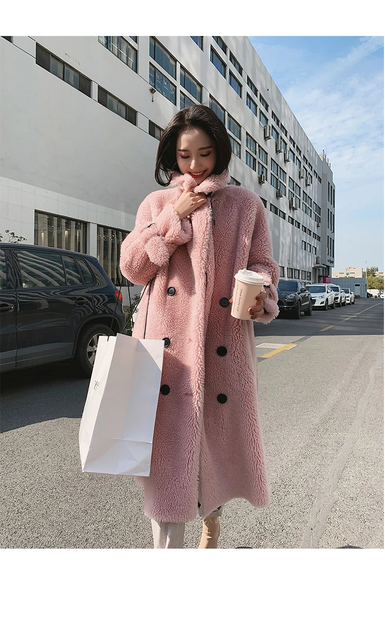 Real Fur Coat Women Korean Sheep Shearling Winter Coat Women Lamb Fur Jacket Windbreaker Abrigos Mujer Invierno MK188YY579