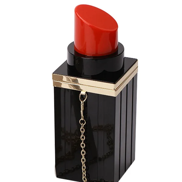Women Acrylic Lipstick Shape Evening Bags Vintage Banquet Purses Clutch Chain Handbag Women Acrylic Lipstick Shape Evening Bags Vintage Banquet Purses Clutch Chain Handbag