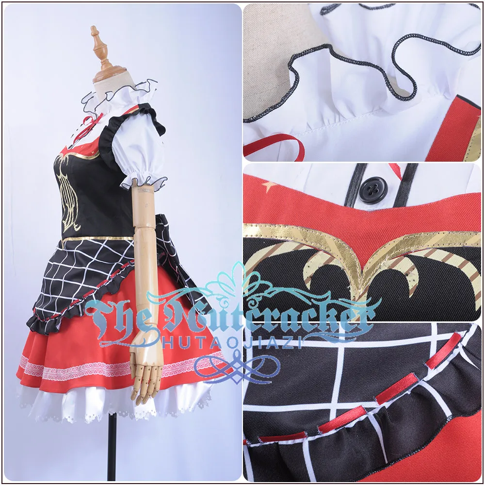 x_01 Game LoveLive!Sunshine!! Aqours Bremen Band Kunikida Hanamaru Cosplay Costume Women Short Sleeve Dress Apron Stockings Hairpin  (3)