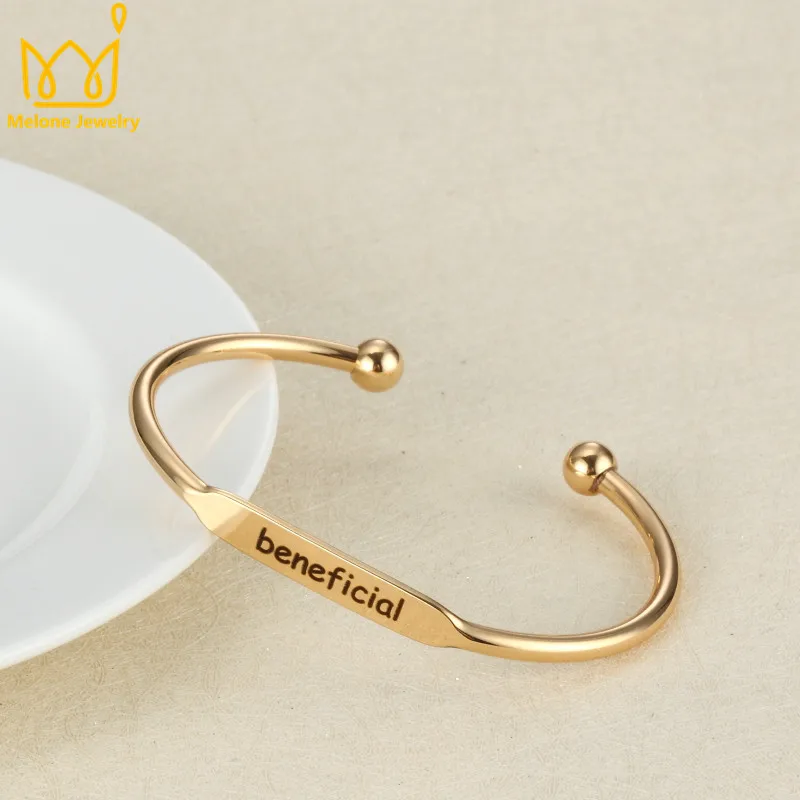 

2017 Beneficial Simple Bar Warp Bracelets Bangles Customize Personalized Inspirational Cuff Letters Bangles Bracelets Womens
