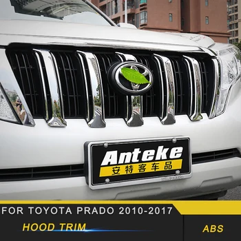 

For Toyota Prado 2014-2017 Car Styling Front Hood Middle Net Bumper Grille Frame Sticker Cover Trim Exterior Accessorie