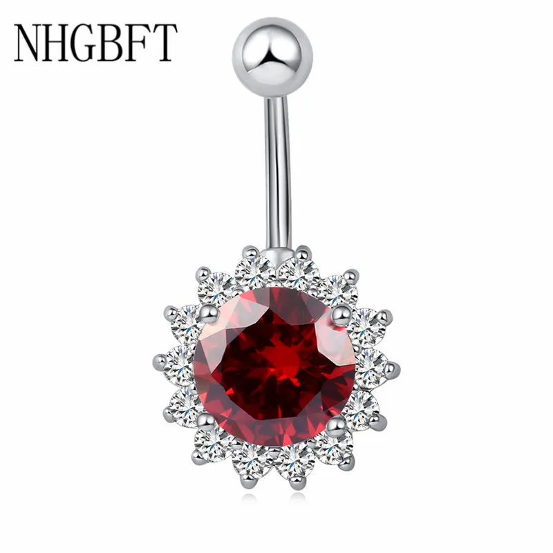 

NHGBFT Fashion Sunflowers round zircon navel nail Women body piercing jewelry navel ring Belly button Ring
