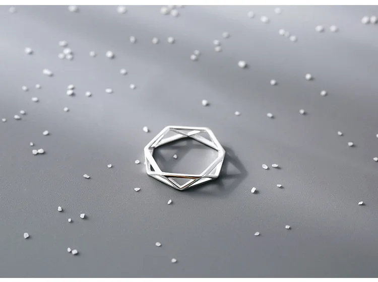 Винтажное Ретро геометрическое кольцо 925 пробы Серебряные Кольца Открытые Кольца