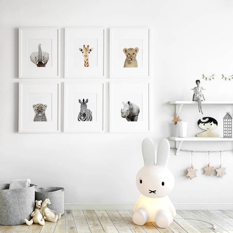 Animal wall art prints kids room decor