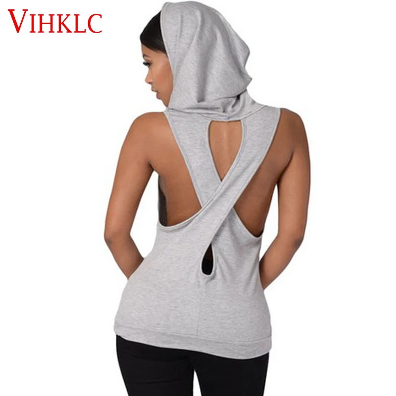 Новинка 2018 Blusas женская рубашка с капюшоном карманом открытой спиной худи