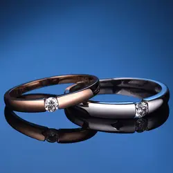 Натуральный кольца с бриллиантами Свадебная пара комплект из натуральной 0.17ct/пара SI/H diamond 18 К Белый и розовое золото обручение кольца
