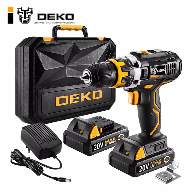 DEKO GCD20DU2Y 20 Вольт макс Электрическая отвертка аккумуляторная дрель мини Беспроводной Мощность драйвер DC литий-ионный Батарея 1/2-дюймовый 2-Скорость
