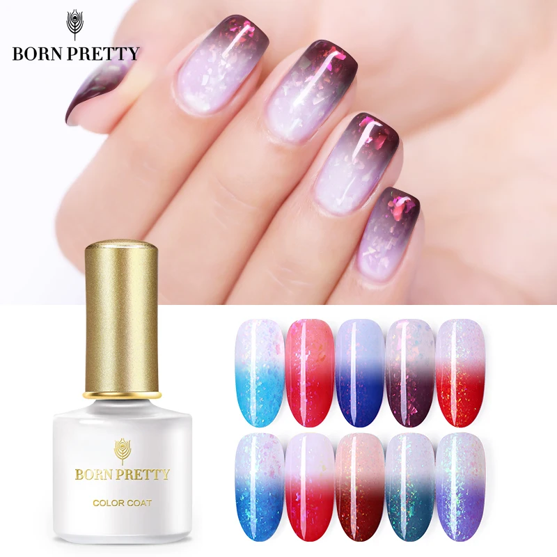 

BORN PRETTY Sunlight Sensitive Thermal Nail Gel 6ml Color Changing Soak Off UV Gel Lacquer Glitter Sequins Polish Varnish