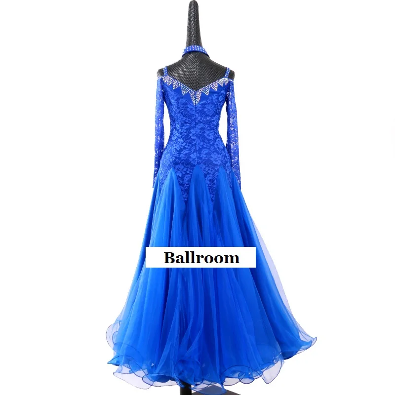 Бальные платья Одежда для танго вальс танцевальное бальное платье стандартного размера синий фокстрот платье, Одежда для танцев Женская одежда для Танцы