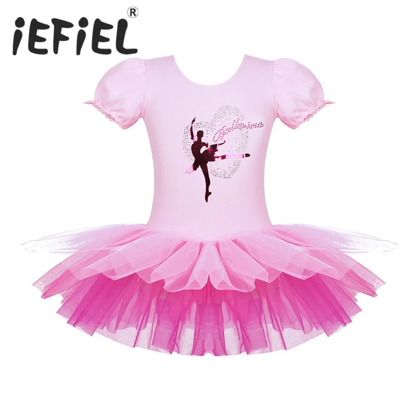 

iEFiEL Girls Kids Glittery Rhinestones Dancer Ballet Dance Gymnastics Leotard Tutu Dress Girls Child Stage Performance Dancewear