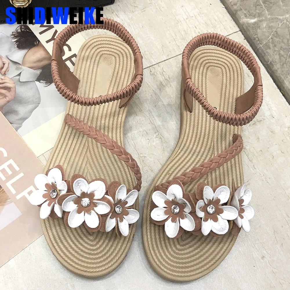

Women Sandals 2019 New Summer Fashion Beach Flower Breathable Non-slip Flat Shoes Slides Lady Casual Female g046