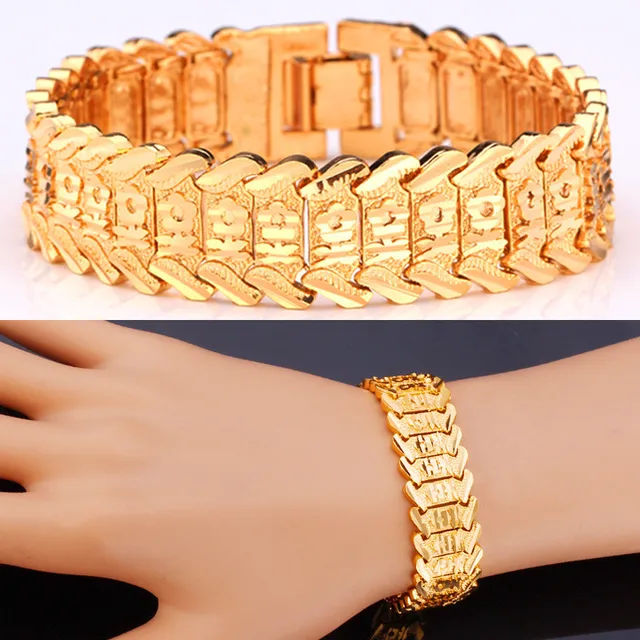 Collare Hot Mens Bracelets Christmas Gift Gold Color Flower 20cm Mens Bracelets Christmas Gift Gold Color Flower 20cm Trendy Bracelet Men Jewelry Dubai