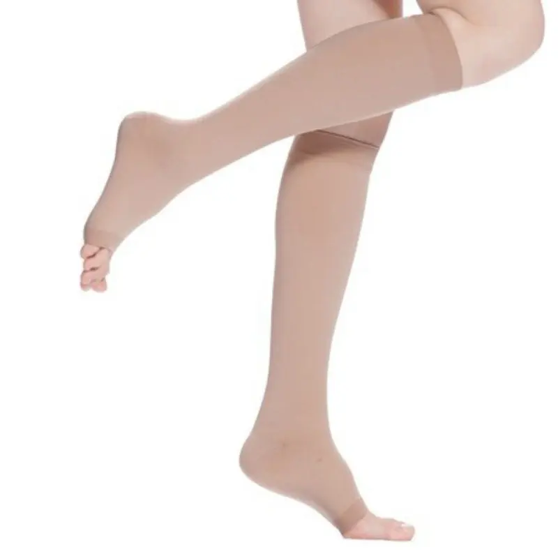 Компрессионные чулки до колена с открытым носком для мужчин и женщин, поддерживающие чулки 18-21 мм