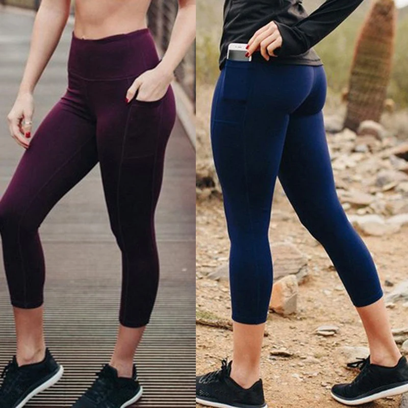 

Hot Ankle-length Leggings Capri Pants Women brand High Waist Trousers With Side Pocket Slim Skinny Leggings Push Up Sexy Mujer
