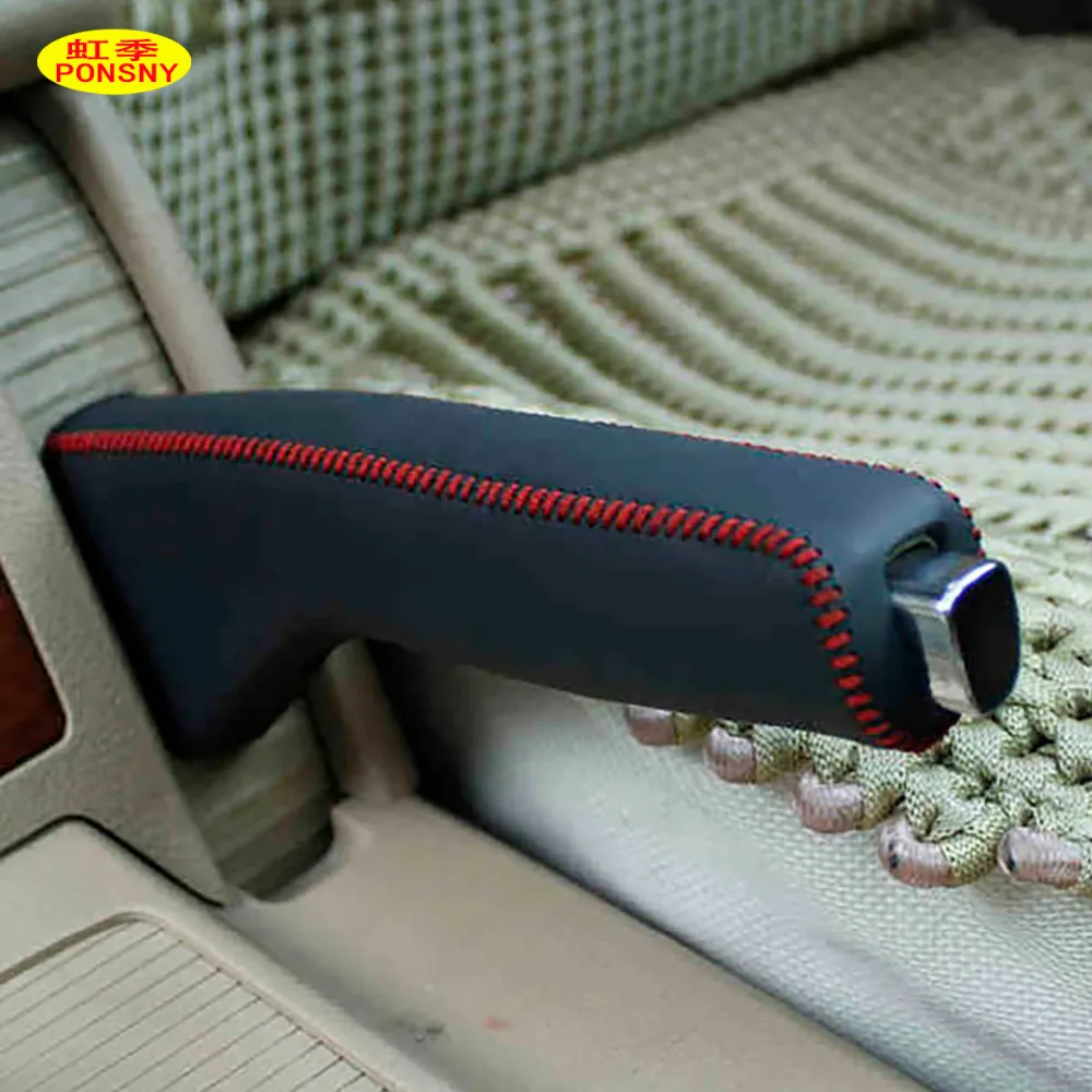 PONSNY Car Handbrake Covers Case for Volkswagen VW Passat B5 Genuine Leather Car-styling Handbrake Grips Cover