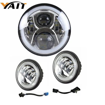 

Yait 7" LED Headlight 4-1/2" 4.5 IN HALO Passing Lights for Motorcycle Touring Electra Glide