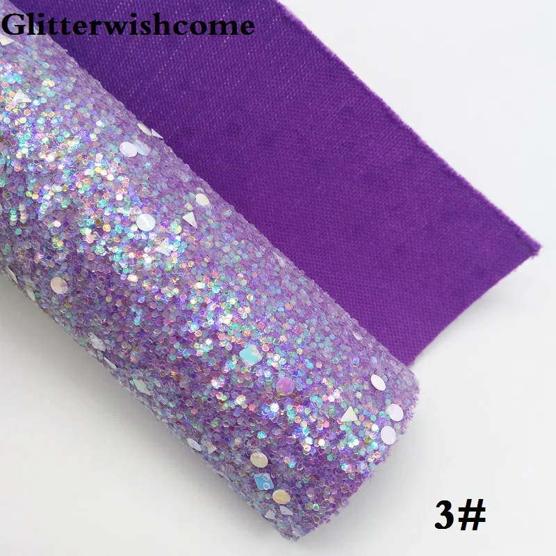 Glitterwishcome 21X29 см A4 размер винил для луков Кристалл Толстый блеск кожа ткань винил для луков, GM164A - Цвет: 3