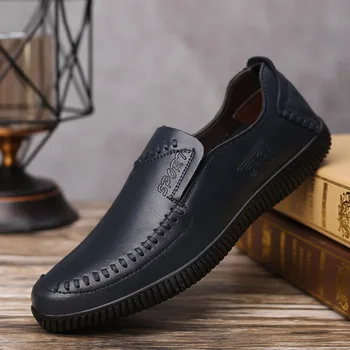 

Comfortable Nice Quality Soft Leather Men'S Dress Shoes Hard-Wearing & Anti-skid Convenient Slip-on Leisure Driving Shoes Male