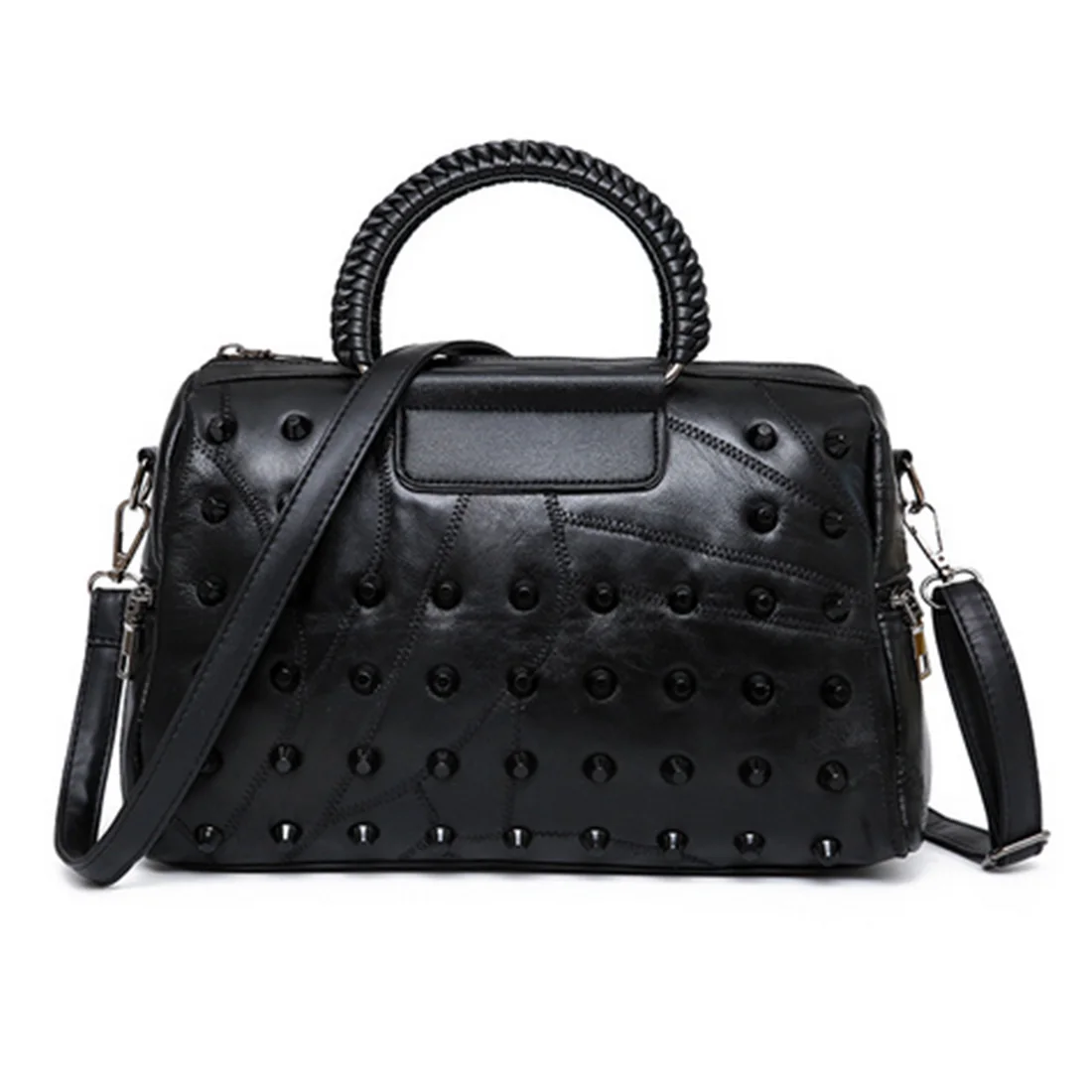 Luxury Women Leather Bag Rivet Style PU Bucket Handbags Fashion Barrel