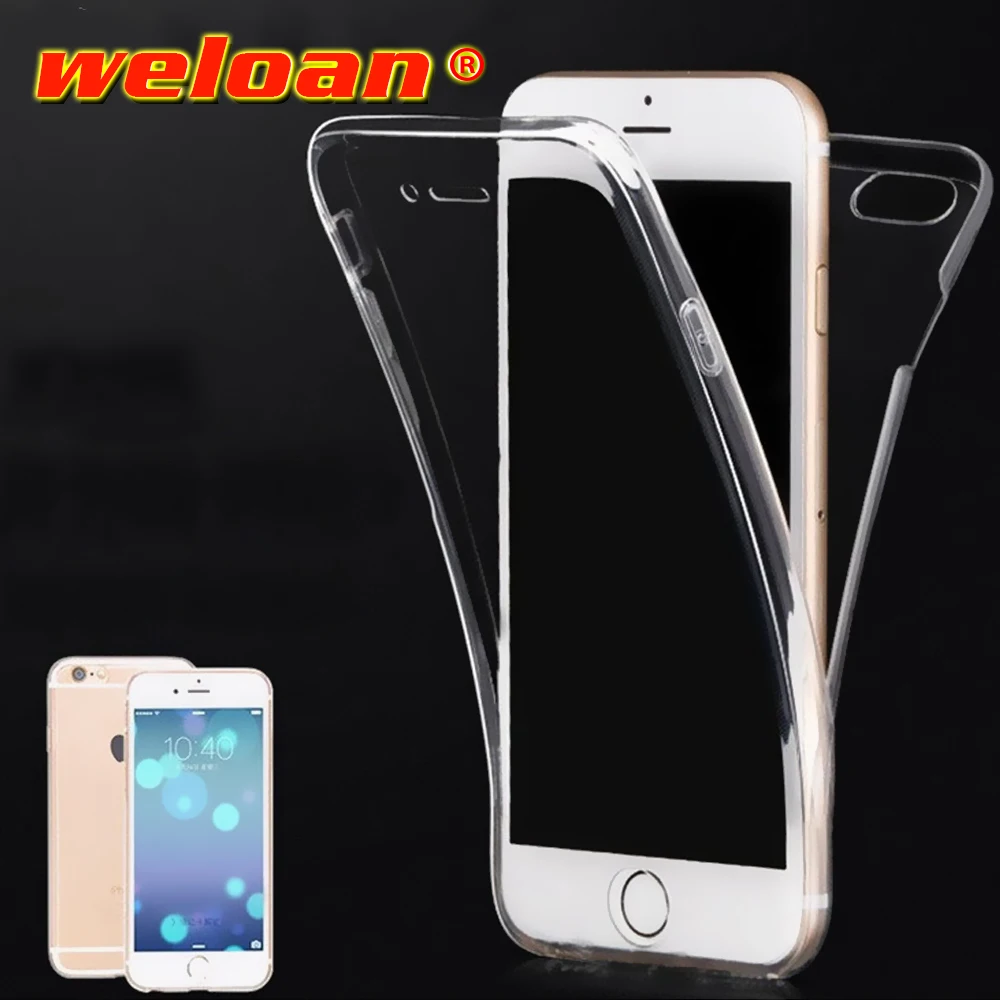 

weloan Double sided TPU phone case for iphone7 8 6 5 plus ultrathin transparent full coverage soft case for iphoneX XS XR XS MAX