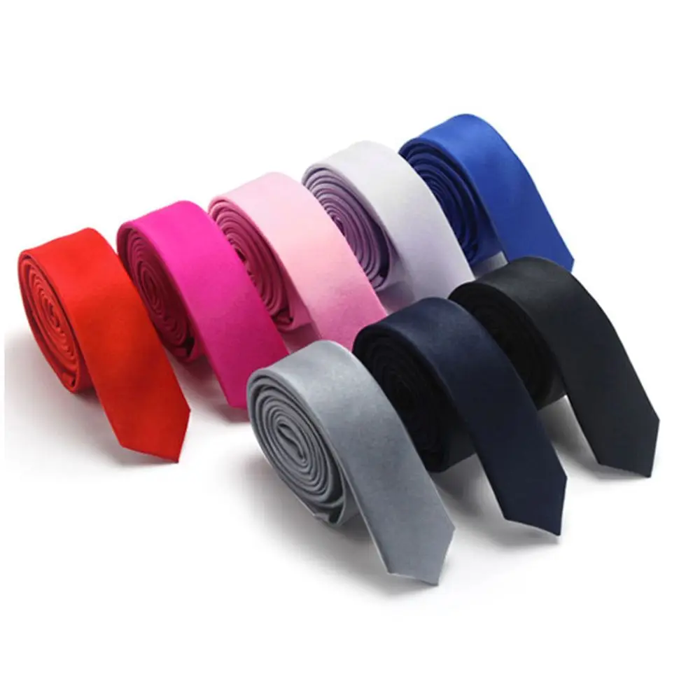 

1PC 12 Colors Elegance Classic Skinny Slim Tie Solid Color Plain Imitated Silk Jacquard Woven Necktie Men Clothing Accessories