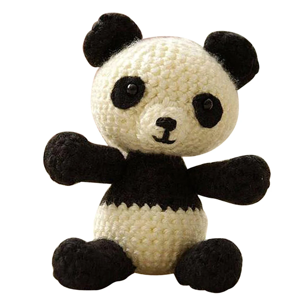 3D Panda Crochet Doll Kit for Beginners Adults Learn to Knit Animal Stuffed Toy Handmade
