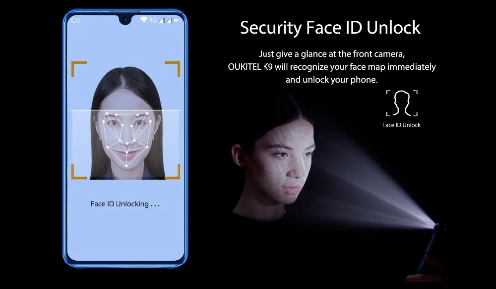 OUKITEL K9 Android 9,0 экран капли воды 7,12 дюймов смартфон 4 Гб ram 64 Гб rom Face ID 6000 мАч 5 В/6A Быстрая зарядка OTG Мобильный телефон